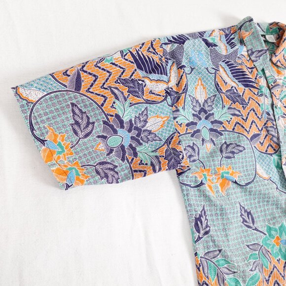 Jantzen Tropical Print Hawaiian Shirt Men's Medium 100% Cotton Short Sleeve - Picture 5 of 7